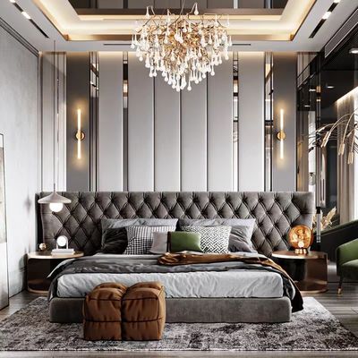 kopen de vijfsterren van het het Meubilair Dubbele Zwarte Net van de Hotelslaapkamer Stevige Houten Koning Size Bed online manufacture