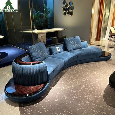 kopen Hoge de Zitkamerblue velvet Gebogen Banken van Sofa Set Furniture Hotel Lobby van de Beëindigenwoonkamer online manufacture