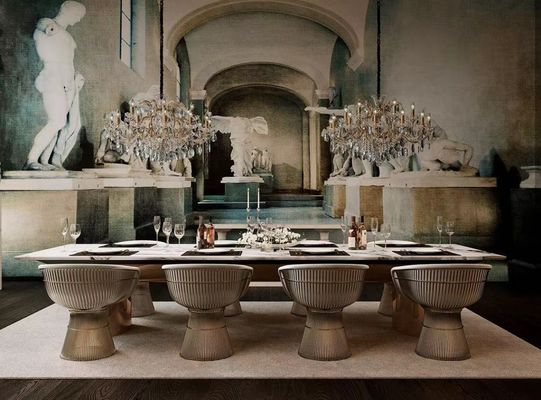 kopen Restaurant Villa Wit Marmeren Eettafel 8 10 Metalen Stoelen Set online manufacture