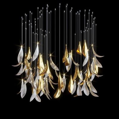kopen Metalen bladvormig aangepast verlichting Hotel lobby hoofdkroonluchter Trappenverlichting online manufacture