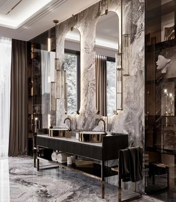Van het de Luxehotel van de rotsplaat van de het Meubilair Ceramisch Naadloos Geïntegreerd Badkamers het Bassinkabinet