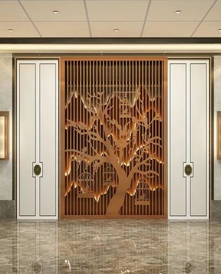 ODM OEM de Zaal van het het Meubilairmetaal van het Roestvrij staalhotel uit Uitgeholde Verdelingsportiek