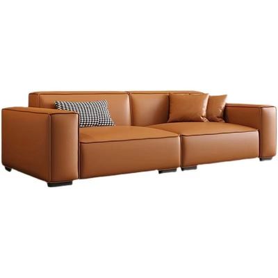 Van de de Woonkamer de Hoofdlaag van Sofa Bed Straight Row Minimalist van de leerdouane Kleur van de de Zweepkaramel