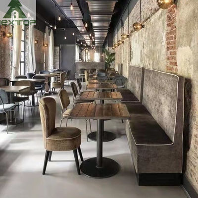 De gehele van de het Meubilairstof van het Hotelrestaurant van het Leerl van de de Vormhoek Cabine Sofa Set Wooden Chairs