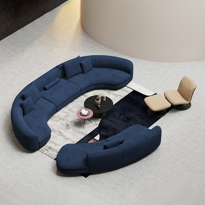 Blauw Gebogen Sectioneel Sofa Fabric-van de de Vormhal van U de Ontvangst Vastgesteld Meubilair