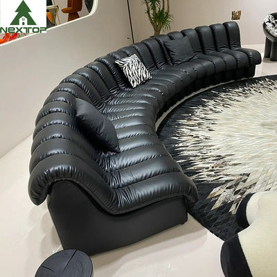 Het Hotelvilla van Sofa Large Lobby Set For van de luxe Zwarte Leer Gebogen Piano