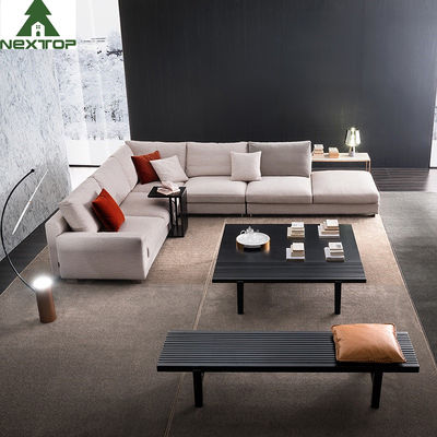 Moderne Stevige Houten Kaderstof L-vormig Sofa Awaiting Area Negotiation Set