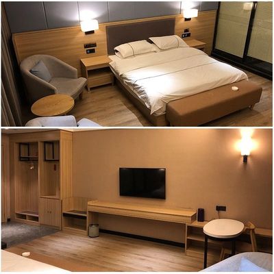 3 4 vijfsterrenluxe Houten Bed met Nightstand-het Meubilair van de de Toevluchtslaapkamer van het Motelhotel