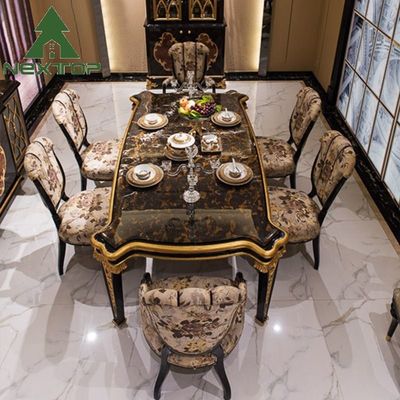 British Royal Style Eettafel Set 6 zitplaatsen Luxe Houten Eettafel Sets