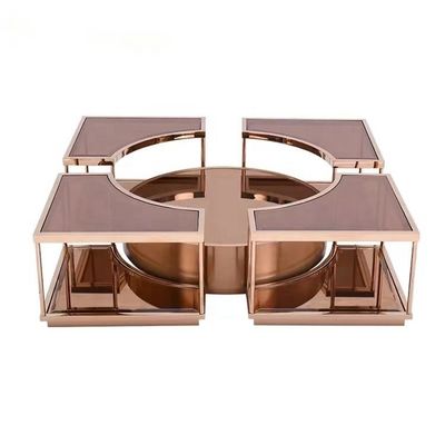 OEM Modern Glas Koffietafel Spiegel Rose Gold Centrum Tafel Voor Lobby Home Villa