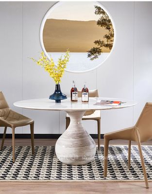 Stevig hotel-restaurantmeubilair Ronde vorm Eettafel van natuurlijk marmer