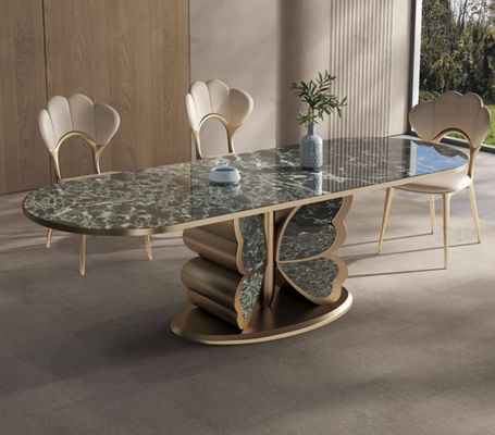 Modieus Hotel Restaurant Meubelen Marmeren vlindervormige metalen basis Eettafel