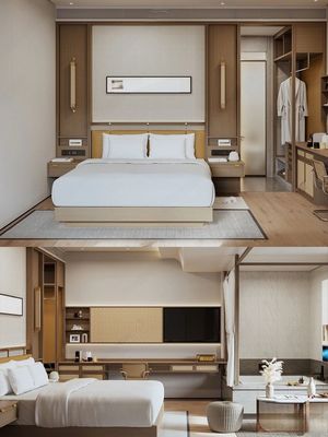 Gepersonaliseerde moderne 5 sterren slaapkamermeubilair standaard Comfortabele houten bedden