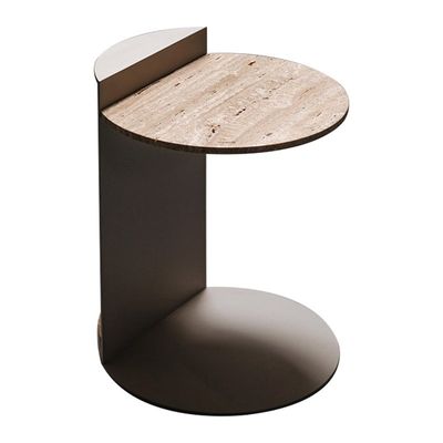Antioxidant Hotel Koffietafel IJzer Met Houten Hoofd Side Table Rock Plate Type C Couch Side Table