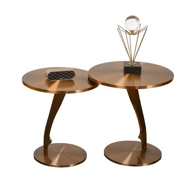 Klasse Gepoetste Messing Roestvrij Staal Zijde Tafel Kleine Ronde Tafel Koffietafel