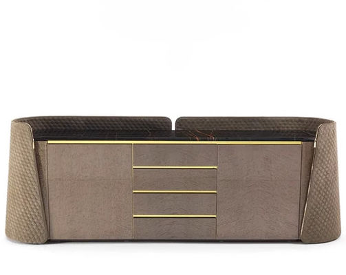 Luxe houten structuur opslag Sideboard kast met marmeren bassin top
