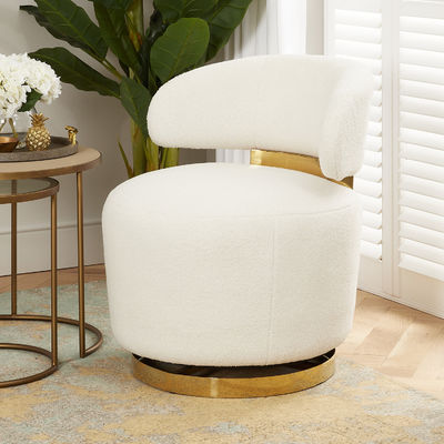 Moderne 5 sterren hotelkamer met een bocle wit materiaal draaibare fauteuil