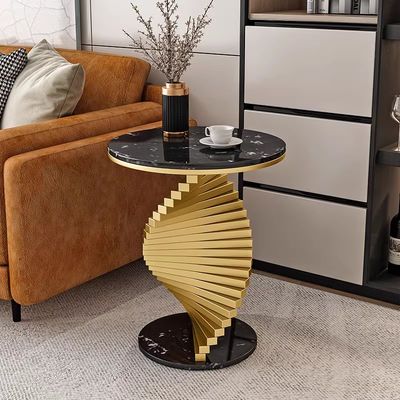 Zwartgoud Marmeren Koffietafel Casual Metal Side Table Hotel Kantoorgebruik