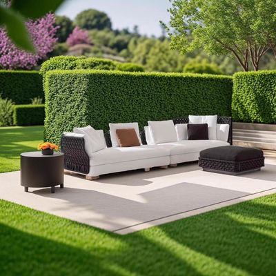 Goede prijs High-end hotel outdoor moderne eenvoudige geweven stijl sofa combinatie online
